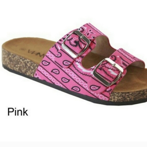 Anna Paisley Bandana Print Glory Cork Sandals - Picture 1 of 7